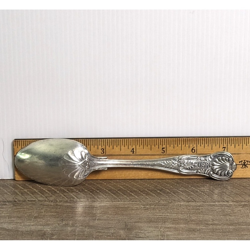USN US NAVY Kings Pattern Soup Spoon 7 1/4" Int'l. Silver anchor - Picture 5 of 8